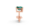Princess Cut Green Sapphire Stud Earrings in Rose gold with Basket Setting_2