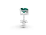 Princess Cut Green Sapphire Stud Earrings in White gold with Basket Setting_2