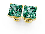 Princess Cut Green Sapphire Stud Earrings in Yellow gold with Basket Setting_1