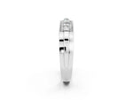 Princess Cut Moissanite Bar-Set Pavé Band in Platinum with Grooved Edge Detailing_2