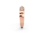 Princess Cut Moissanite Bar-Set Pavé Band in Rose gold with Grooved Edge Detailing_2