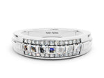 Princess Cut Moissanite Bar-Set Pavé Band in Silver with Grooved Edge Detailing