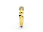 Princess Cut Moissanite Bar-Set Pavé Band in Yellow gold with Grooved Edge Detailing_2