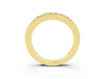Princess Cut Moissanite Bar-Set Pavé Band in Yellow gold with Grooved Edge Detailing_3