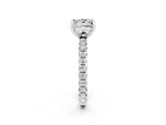 Princess Cut Moissanite Pavé Solitaire Ring in Silver with Round Pavé Band and Prong Setting_2