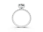 Princess Cut Moissanite Pavé Solitaire Ring in Silver with Round Pavé Band and Prong Setting_3