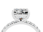 Princess Cut Moissanite Pavé Solitaire Ring in Silver with Round Pavé Band and Prong Setting_4