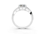 Princess Cut Moissanite Solitaire Ring in Platinum with Interwoven Pavé Band and Prong Setting_9