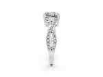 Princess Cut Moissanite Solitaire Ring in White gold with Interwoven Pavé Band and Prong Setting_2
