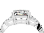 Princess Cut Moissanite Solitaire Ring in White gold with Interwoven Pavé Band and Prong Setting_4