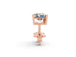 Princess Cut Moissanite Stud Earrings in Rose gold with Basket Setting_2