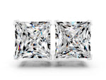 Princess Cut Moissanite Stud Earrings in White gold with Basket Setting