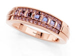 Princess Cut Morganite Bar-Set Pavé Band in Rose gold with Grooved Edge Detailing_1