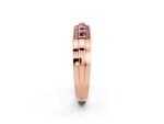 Princess Cut Morganite Bar-Set Pavé Band in Rose gold with Grooved Edge Detailing_2