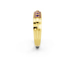 Princess Cut Morganite Bar-Set Pavé Band in Yellow gold with Grooved Edge Detailing_2