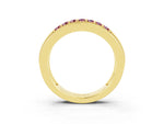 Princess Cut Morganite Bar-Set Pavé Band in Yellow gold with Grooved Edge Detailing_3
