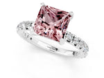 Princess Cut Morganite Pavé Solitaire Ring in White gold with Round Pavé Band and Prong Setting_1