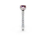Princess Cut Morganite Pavé Solitaire Ring in White gold with Round Pavé Band and Prong Setting_2