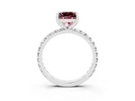 Princess Cut Morganite Pavé Solitaire Ring in White gold with Round Pavé Band and Prong Setting_3