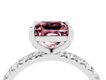 Princess Cut Morganite Pavé Solitaire Ring in White gold with Round Pavé Band and Prong Setting_4