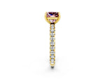 Princess Cut Morganite Pavé Solitaire Ring in Yellow gold with Round Pavé Band and Prong Setting_2