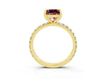 Princess Cut Morganite Pavé Solitaire Ring in Yellow gold with Round Pavé Band and Prong Setting_3