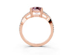 Princess Cut Morganite Solitaire Ring in Rose gold with Interwoven Pavé Band and Prong Setting_3