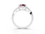 Princess Cut Morganite Solitaire Ring in Silver with Interwoven Pavé Band and Prong Setting_9