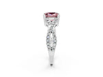 Princess Cut Morganite Solitaire Ring in White gold with Interwoven Pavé Band and Prong Setting_2