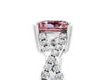 Princess Cut Morganite Solitaire Ring in White gold with Interwoven Pavé Band and Prong Setting_5