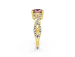 Princess Cut Morganite Solitaire Ring in Yellow gold with Interwoven Pavé Band and Prong Setting_2