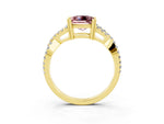 Princess Cut Morganite Solitaire Ring in Yellow gold with Interwoven Pavé Band and Prong Setting_3