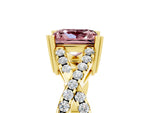 Princess Cut Morganite Solitaire Ring in Yellow gold with Interwoven Pavé Band and Prong Setting_5
