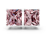 Princess Cut Morganite Stud Earrings in White gold with Basket Setting