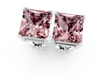 Princess Cut Morganite Stud Earrings in White gold with Basket Setting_1