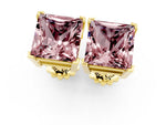 Princess Cut Morganite Stud Earrings in Yellow gold with Basket Setting_1