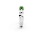 Princess Cut Peridot Bar-Set Pavé Band in Platinum with Grooved Edge Detailing_2