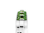 Princess Cut Peridot Bar-Set Pavé Band in Platinum with Grooved Edge Detailing_5