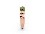 Princess Cut Peridot Bar-Set Pavé Band in Rose gold with Grooved Edge Detailing_2