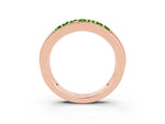 Princess Cut Peridot Bar-Set Pavé Band in Rose gold with Grooved Edge Detailing_3