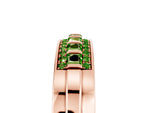 Princess Cut Peridot Bar-Set Pavé Band in Rose gold with Grooved Edge Detailing_5