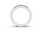 Princess Cut Peridot Bar-Set Pavé Band in White gold with Grooved Edge Detailing_3