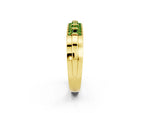 Princess Cut Peridot Bar-Set Pavé Band in Yellow gold with Grooved Edge Detailing_2