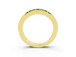 Princess Cut Peridot Bar-Set Pavé Band in Yellow gold with Grooved Edge Detailing_3