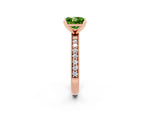 Princess Cut Peridot Milgrain Pavé Engagement Ring in Rose gold with Prong Setting_2