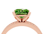 Princess Cut Peridot Milgrain Pavé Engagement Ring in Rose gold with Prong Setting_4