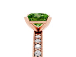 Princess Cut Peridot Milgrain Pavé Engagement Ring in Rose gold with Prong Setting_5