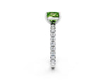 Princess Cut Peridot Pavé Solitaire Ring in White gold with Round Pavé Band and Prong Setting_2