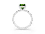 Princess Cut Peridot Pavé Solitaire Ring in White gold with Round Pavé Band and Prong Setting_3