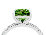 Princess Cut Peridot Pavé Solitaire Ring in White gold with Round Pavé Band and Prong Setting_4